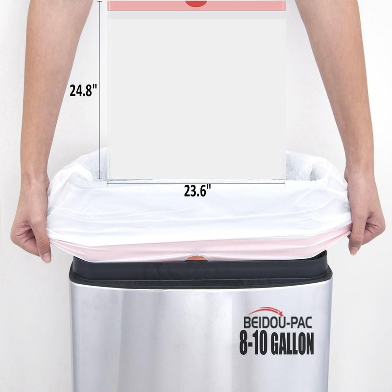 BEIDOU-PAC 8-10 Gallon Trash Bags Drawstring, 300 Count, White & Unscented Garbage Bags Multi-purpose for Business Home Bathroom Kitchen Commercial and Industrial - Image 2